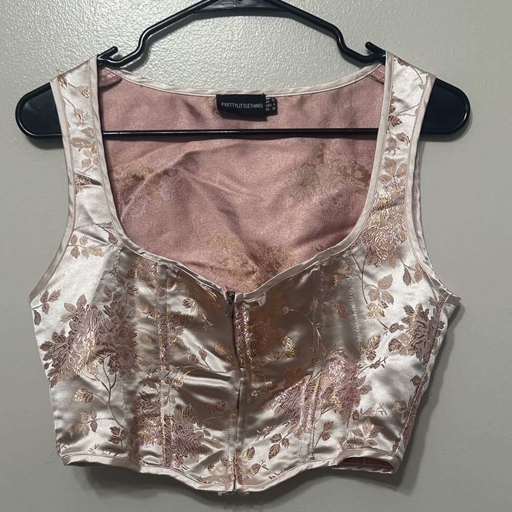 PrettyLittleThing Pink and Cream Floral Tank Top